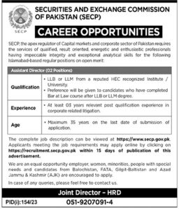 Assistant Director Job in Islamabad