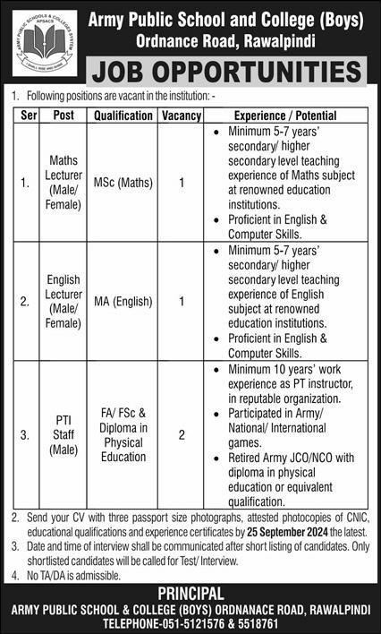 APS Jobs in Rawalpindi Pakistan