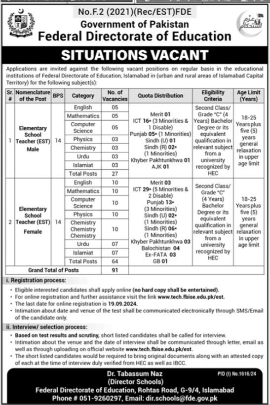 Teaching Jobs in Islamabad Pakistan 2024